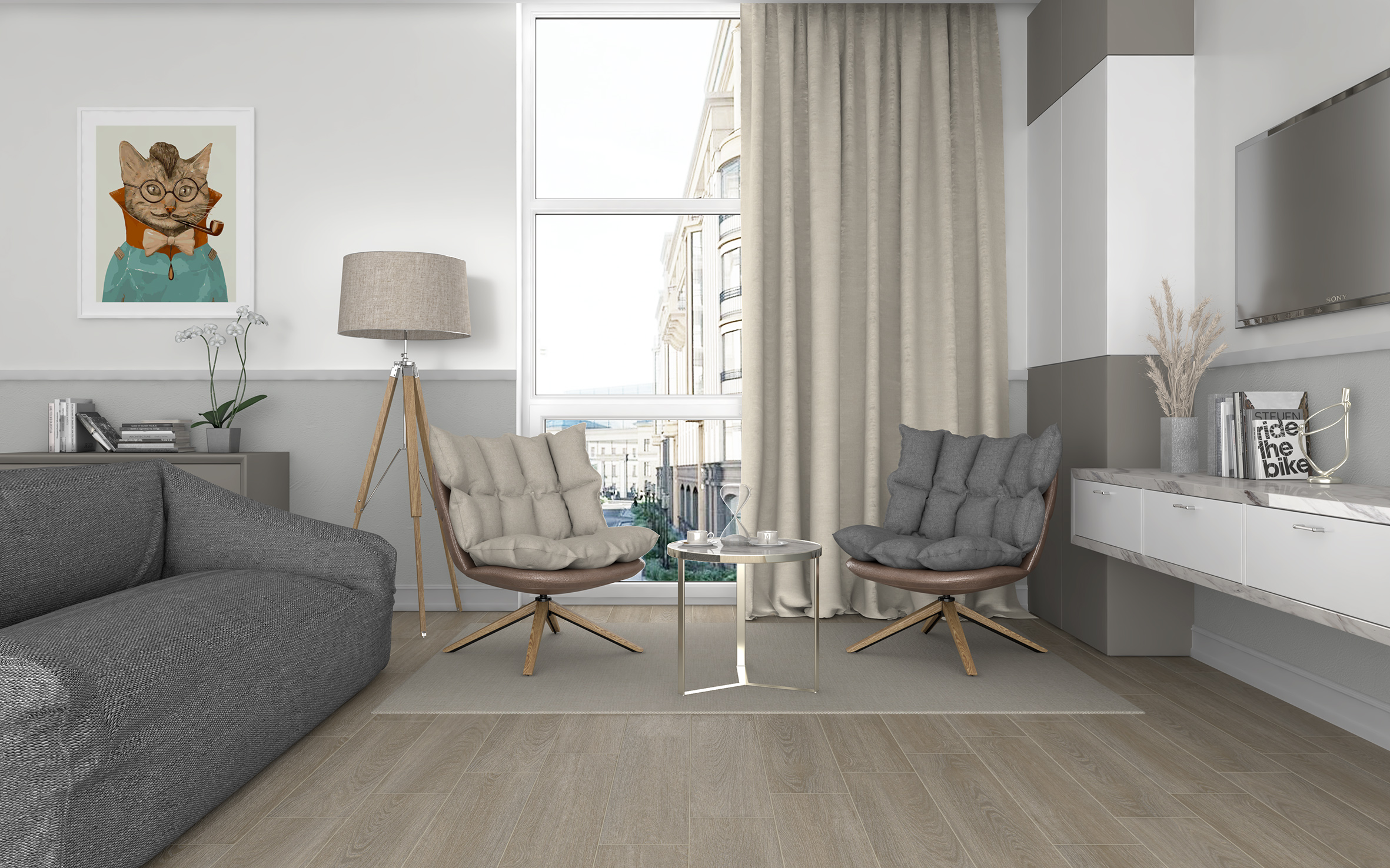 Керамогранит (SG706590R) Laparet Madera белый 20x80 матовый