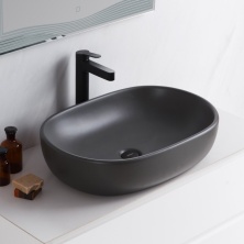 Раковина керамическая накладная овальная серая матовая BelBagno BB1084-H311