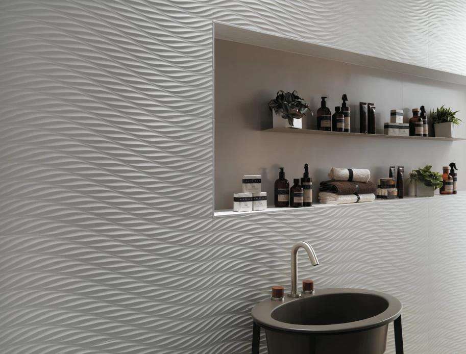 Керамическая плитка Атлас Конкорд Италия 3Д Волл Дизайн/ 3D Wall Design Dune Sand Matte 40x80 8DUS