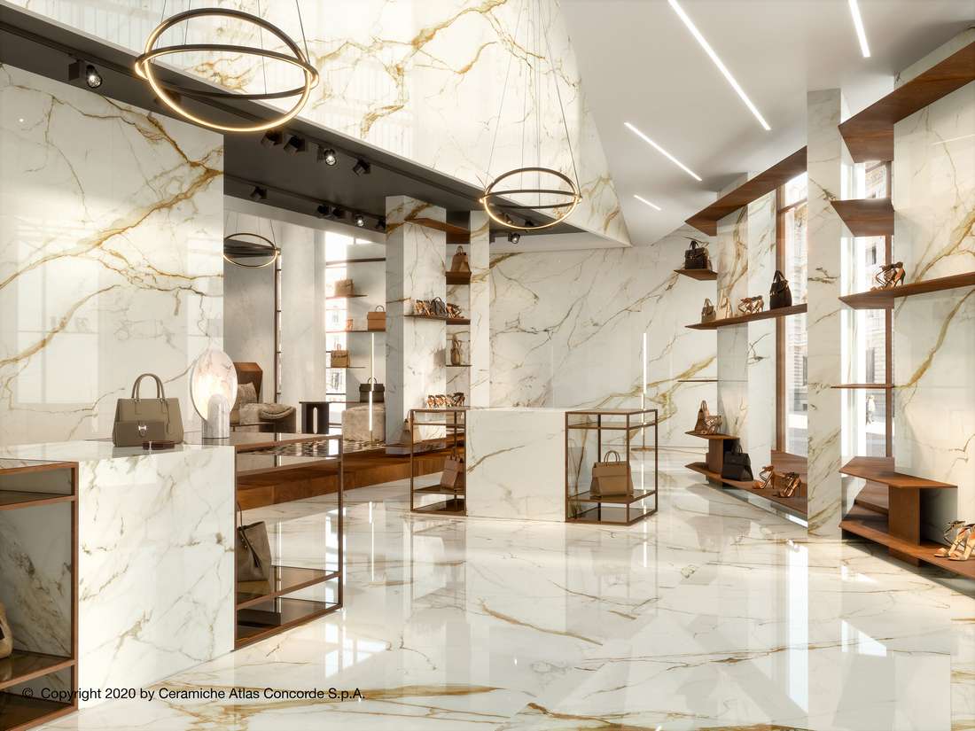 Керамическая плитка Атлас Конкорд Италия Марвел Шайн/ Marvel Shine Calacatta Imperiale Shiny 40x80 A3ZV