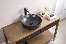 Раковина керамическая накладная круглая черная матовая BelBagno BB1315-H301