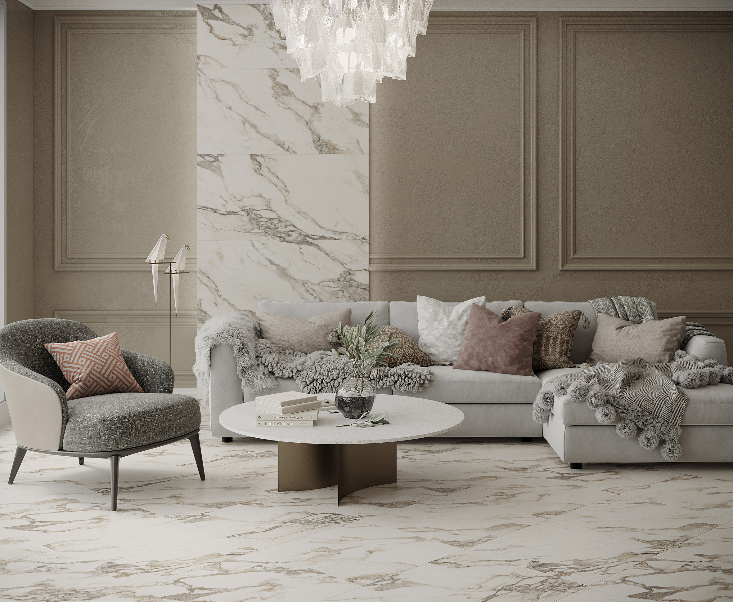 Керамогранит Laparet Calacatta Carve 60x60 глянцевый