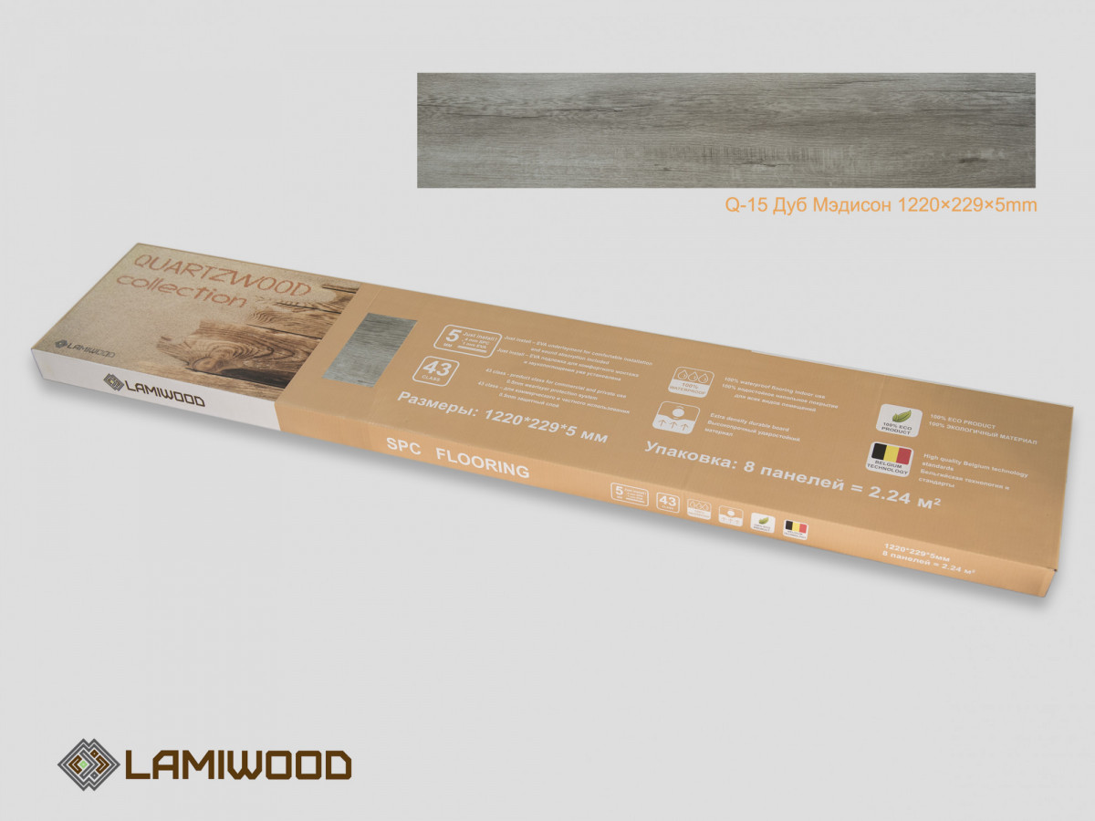 SPC ламинат LAMIWOOD QUARTZWOOD Q-10 Дуб Челси 22.9x122
