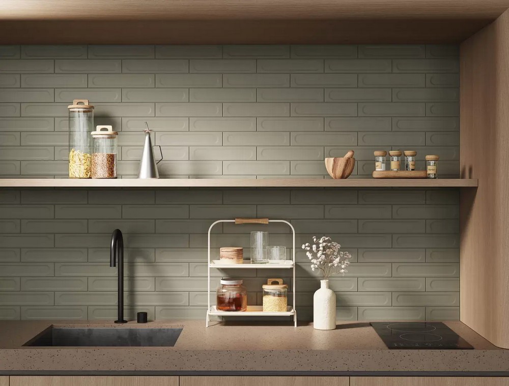 Керамическая плитка Kerama Marazzi KM26370 Медина 2 зеленый матовый структура 6x28.5