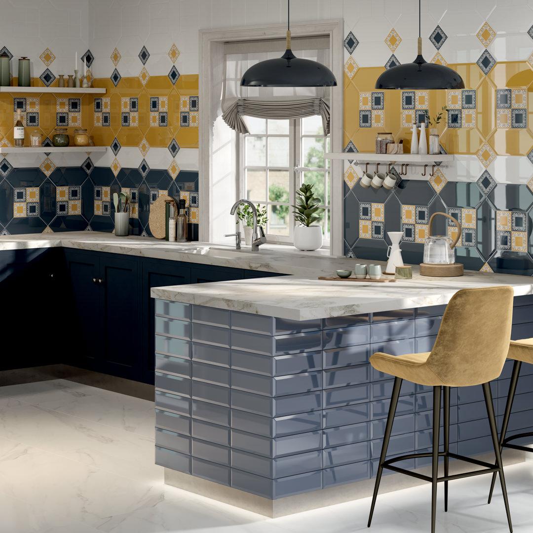 Декор Kerama Marazzi Алмаш 2 синий глянцевый 14x34 HGD\A513\35000
