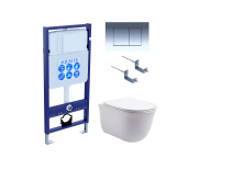Set AQUATEK КЛАССИК (рама AQUATEK Standard INS-0000012 с звукоиз.прокладкой+крепеж KKI-0000002+кнопка KDI-0000010+унитаз КЛАССИК AQ1111-00 с крышкой-сиденьем soft-close)