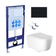 SET AQUATEK ЛУГАНО-015 4в1 (рама AQUATEK Standard INS-0000012+ крепеж KKI-0000002+клавиша KDI-0000015+унитаз ЛУГАНО AQ2002-00 с тонким сиденьем soft-close)