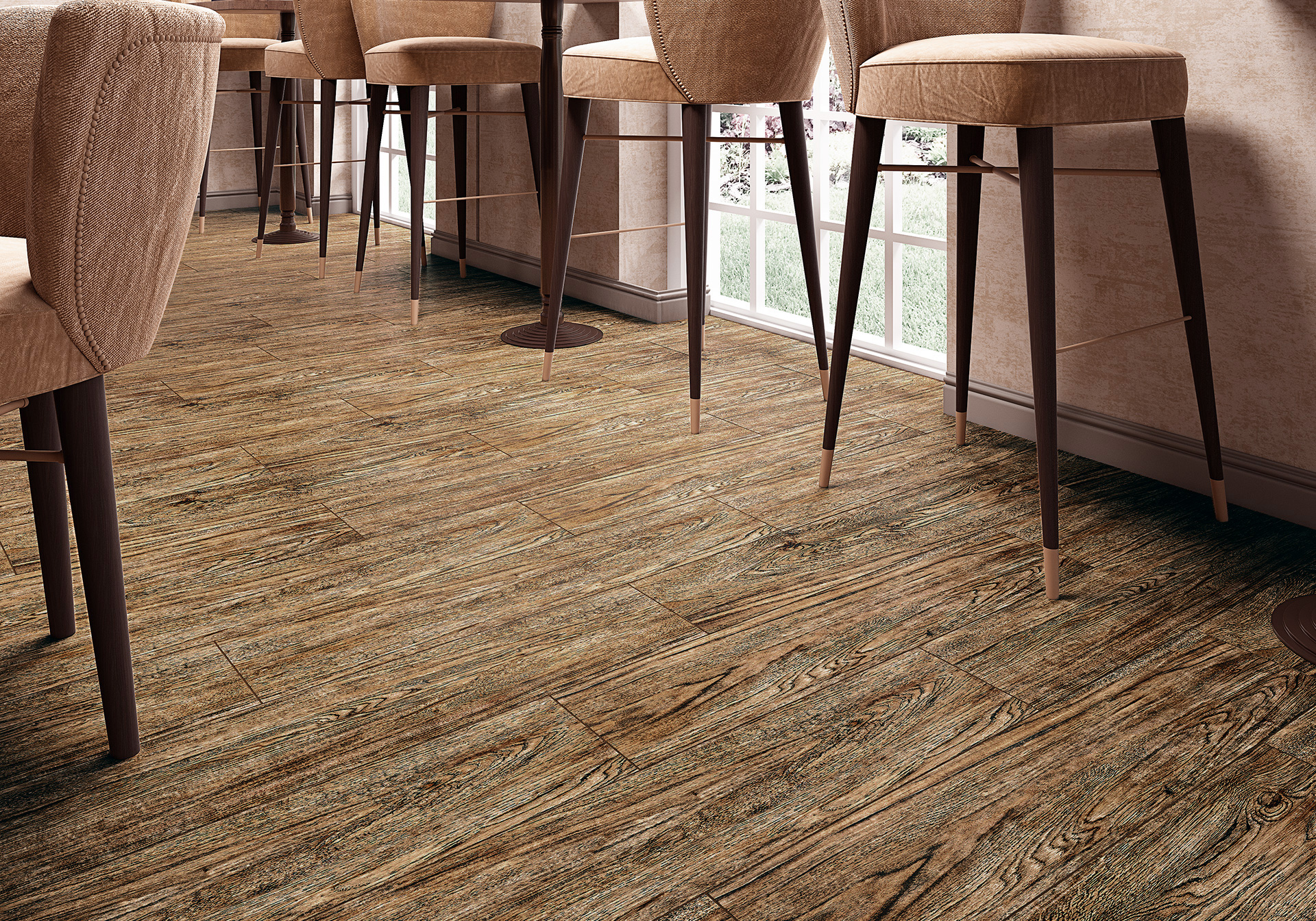 Керамогранит Альма Керамика Мадера/ Madera GFA92MDR40R коричневый 20x90