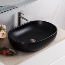 Раковина керамическая накладная овальная черная матовая BelBagno BB1084-H301