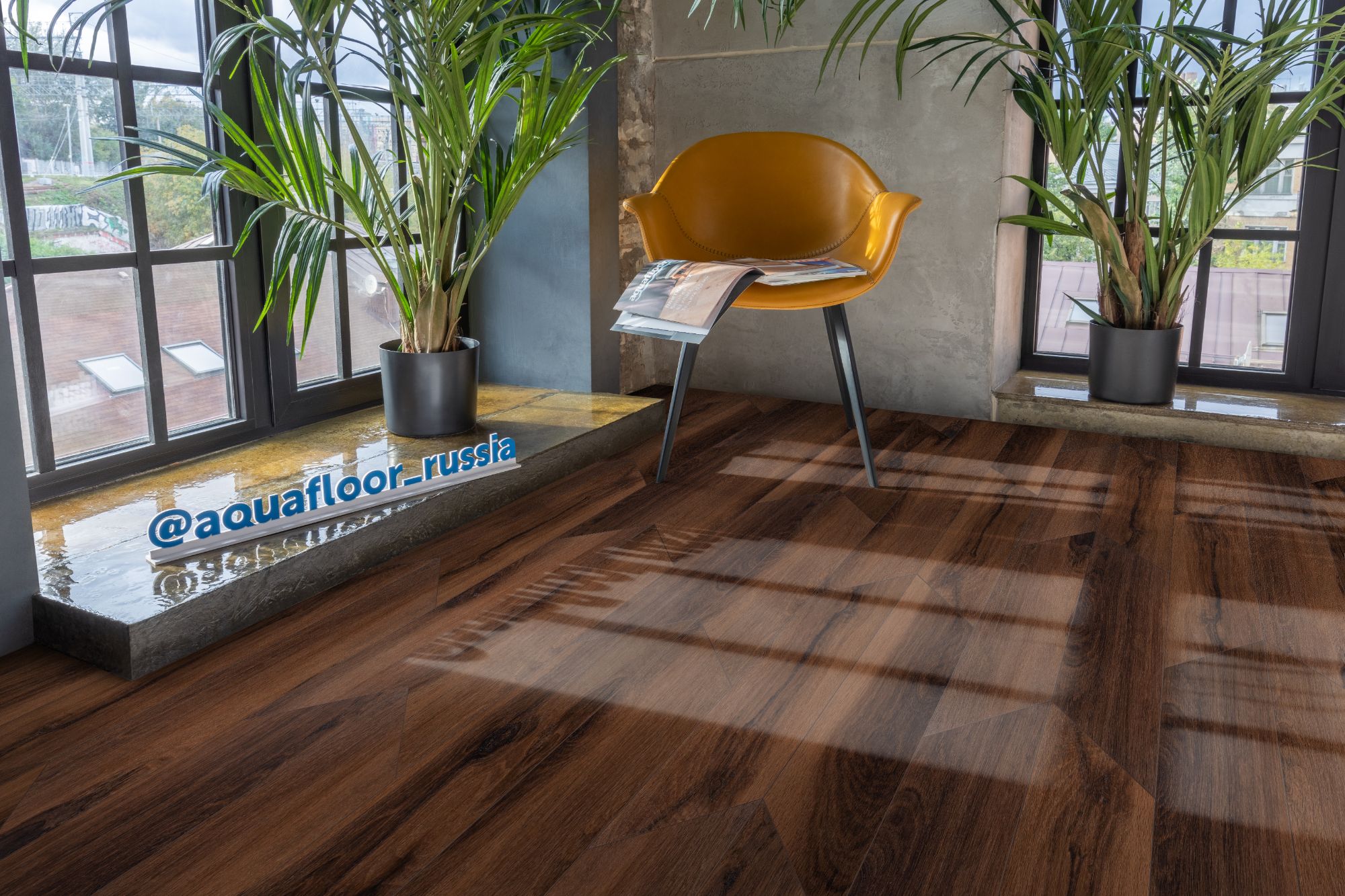 Кварцвиниловая плитка Aqua Floor Шеврон клеевой (Паркет)/ Chevron Glue (Parquet) AF2559PGCh 553.7x130.5 Дуб Темный замковый кварц винил напольный