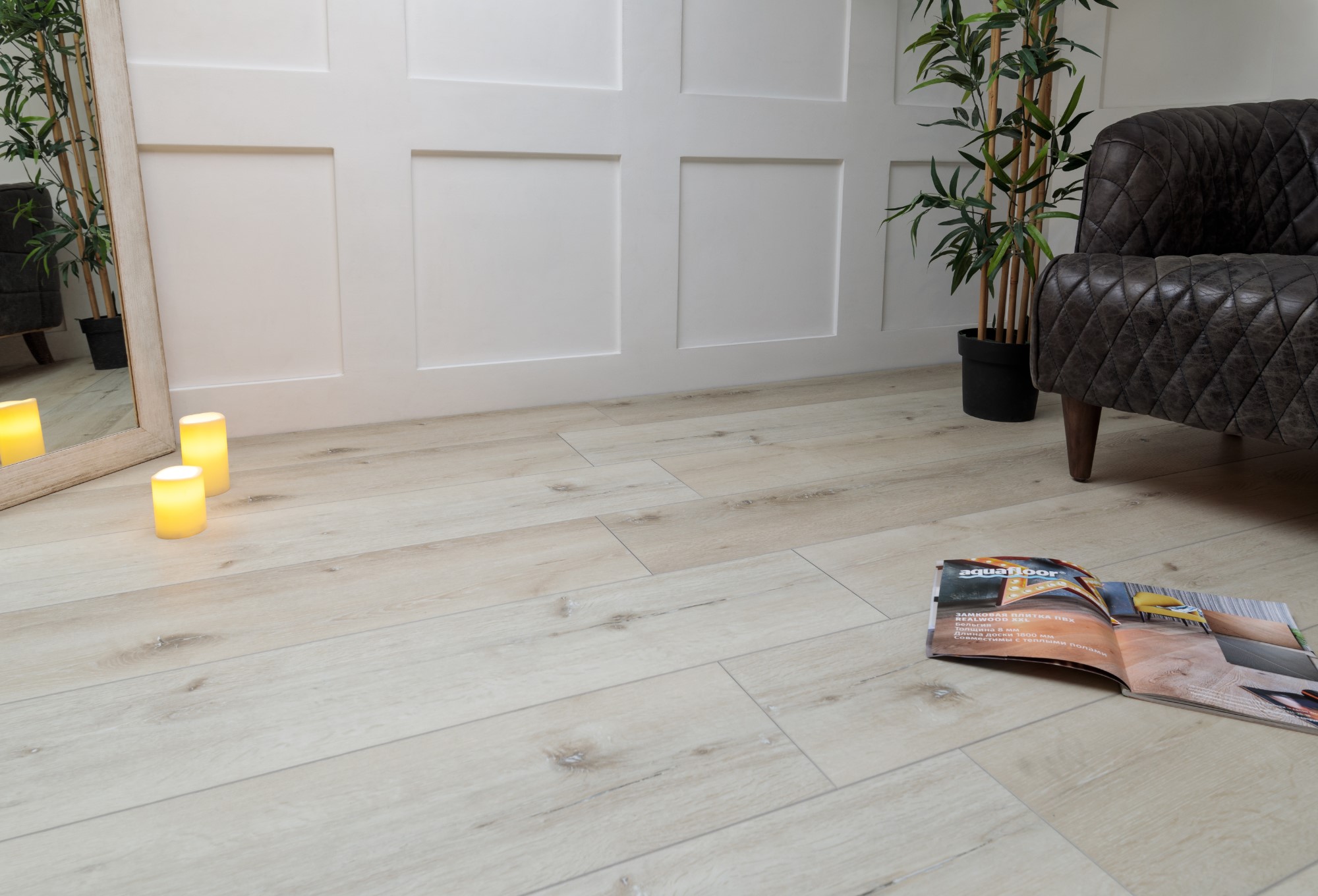 Кварцвиниловая плитка Aqua Floor Риалвуд ИксЭль/ Realwood XL AF8002XL 1524x228 Дуб Светлый замковый кварц винил напольный