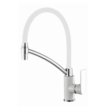 Смеситель для кухни, гибкий излив, латунь, белый/хром HB72505-8