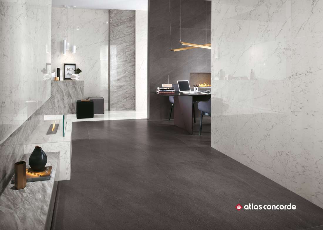 Керамическая плитка Атлас Конкорд Италия Марвел Стоун/ Marvel Stone Cream Prestige Shiny 40x80 9MSI