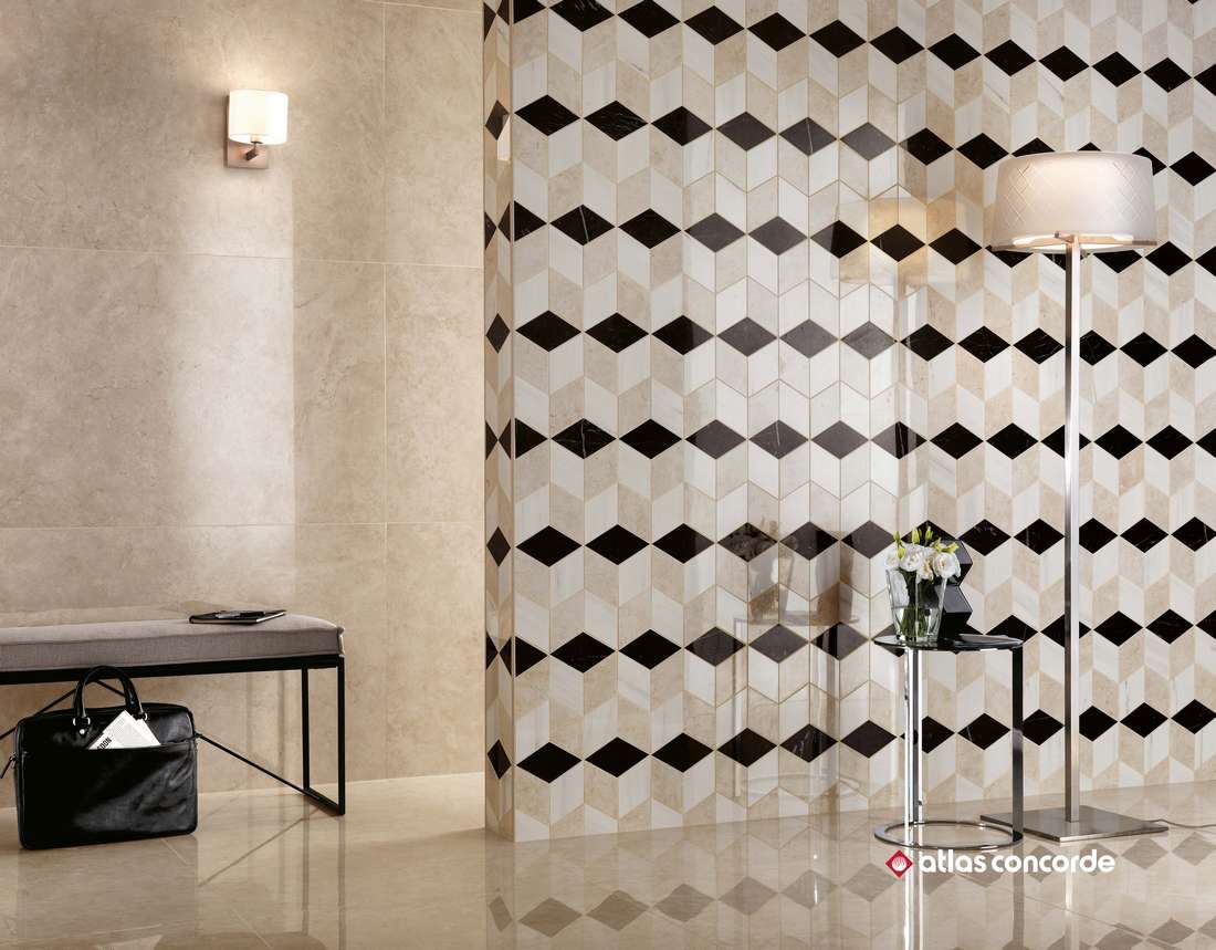 Керамическая плитка Атлас Конкорд Италия Марвел Стоун/ Marvel Stone Cream Prestige Shiny 40x80 9MSI