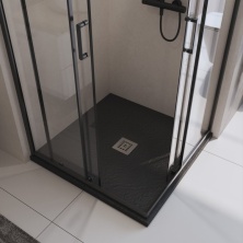 Душевой поддон BelBagno TRAY-MR-UNO-A-90-35-NERO-CR из искусственного мрамора в комплекте с сифоном
