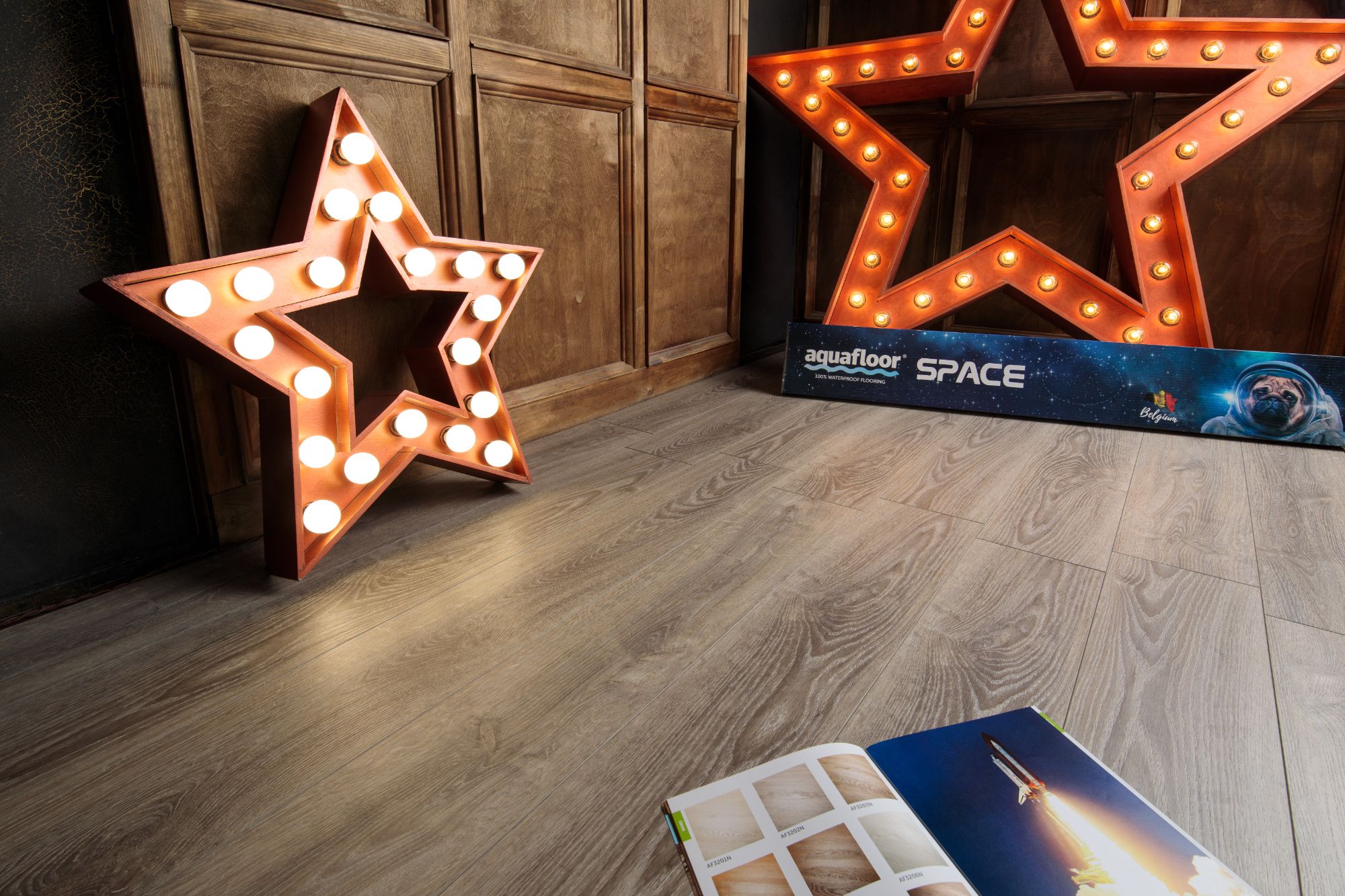 Кварцвиниловая плитка Aqua Floor Спейс/ Space AF4031SPC 1220x180 Дуб Светлый замковый кварц винил напольный