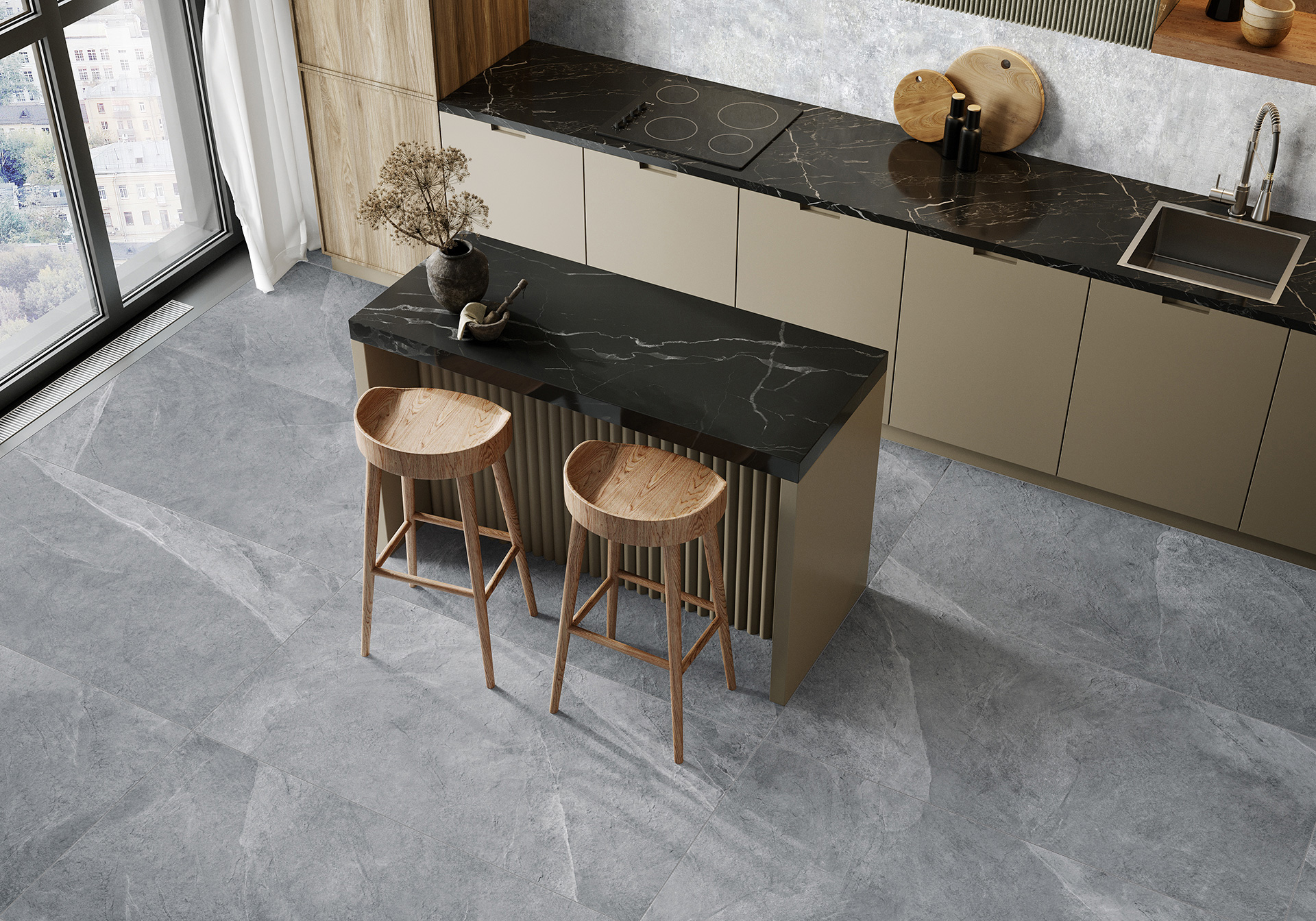 Керамогранит Альма Керамика Базальто/ Basalto GFU6060BST04R бежевый 60x60