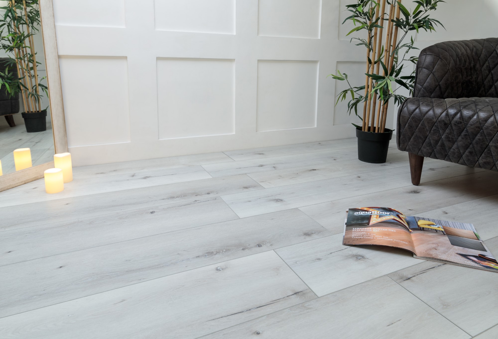 Кварцвиниловая плитка Aqua Floor Риалвуд ИксЭль/ Realwood XL AF8002XL 1524x228 Дуб Светлый замковый кварц винил напольный