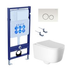 SET AQUATEK ЛУГАНО-016 4в1 (рама AQUATEK Standard INS-0000012+ крепеж KKI-0000002+клавиша KDI-0000016+унитаз ЛУГАНО AQ2002-00 с тонким сиденьем soft-close)