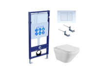 Set AQUATEK ЛИРА (рама AQUATEK Standard INS-0000012 с звукоиз.прокладкой+крепеж KKI-0000002+кнопка KDI-0000009+унитаз ЛИРА AQ1155-00 с крышкой-сиденьем soft-close)