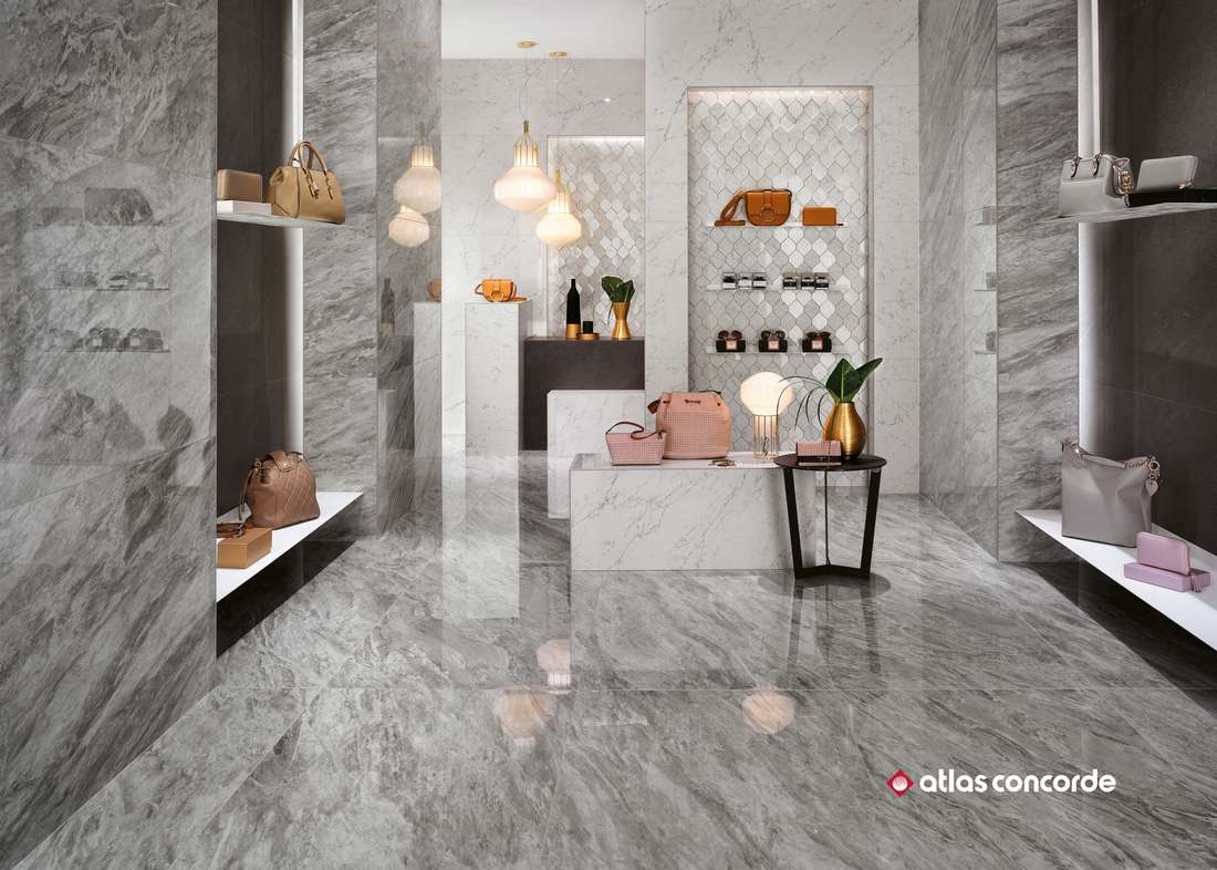 Керамическая плитка Атлас Конкорд Италия Марвел Стоун/ Marvel Stone Cream Prestige Shiny 40x80 9MSI