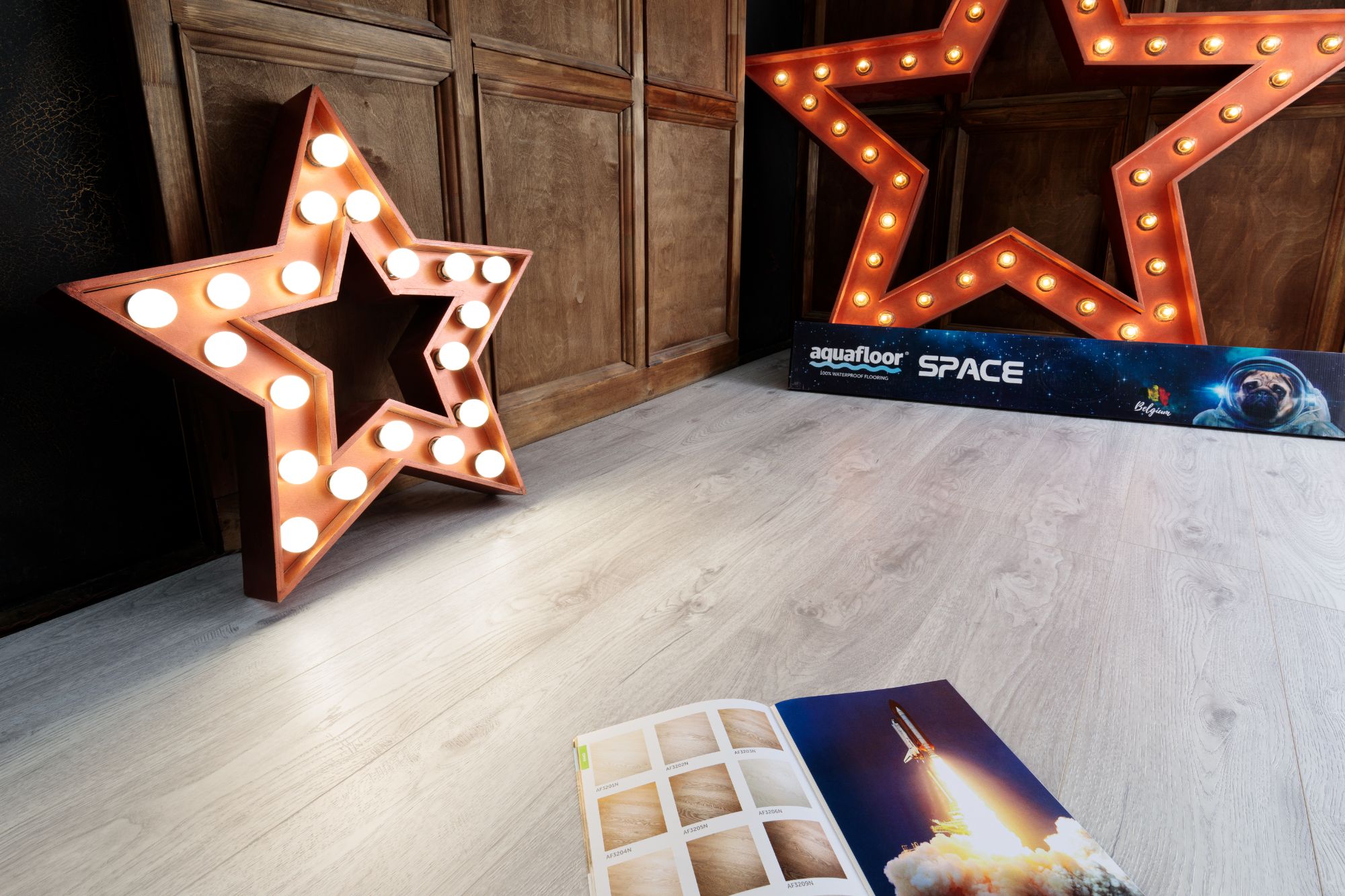 Кварцвиниловая плитка Aqua Floor Спейс/ Space AF4031SPC 1220x180 Дуб Светлый замковый кварц винил напольный