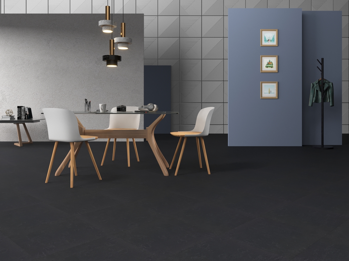 Мармолеум Forbo Modular Slate te3745 Cornish grey 50x50