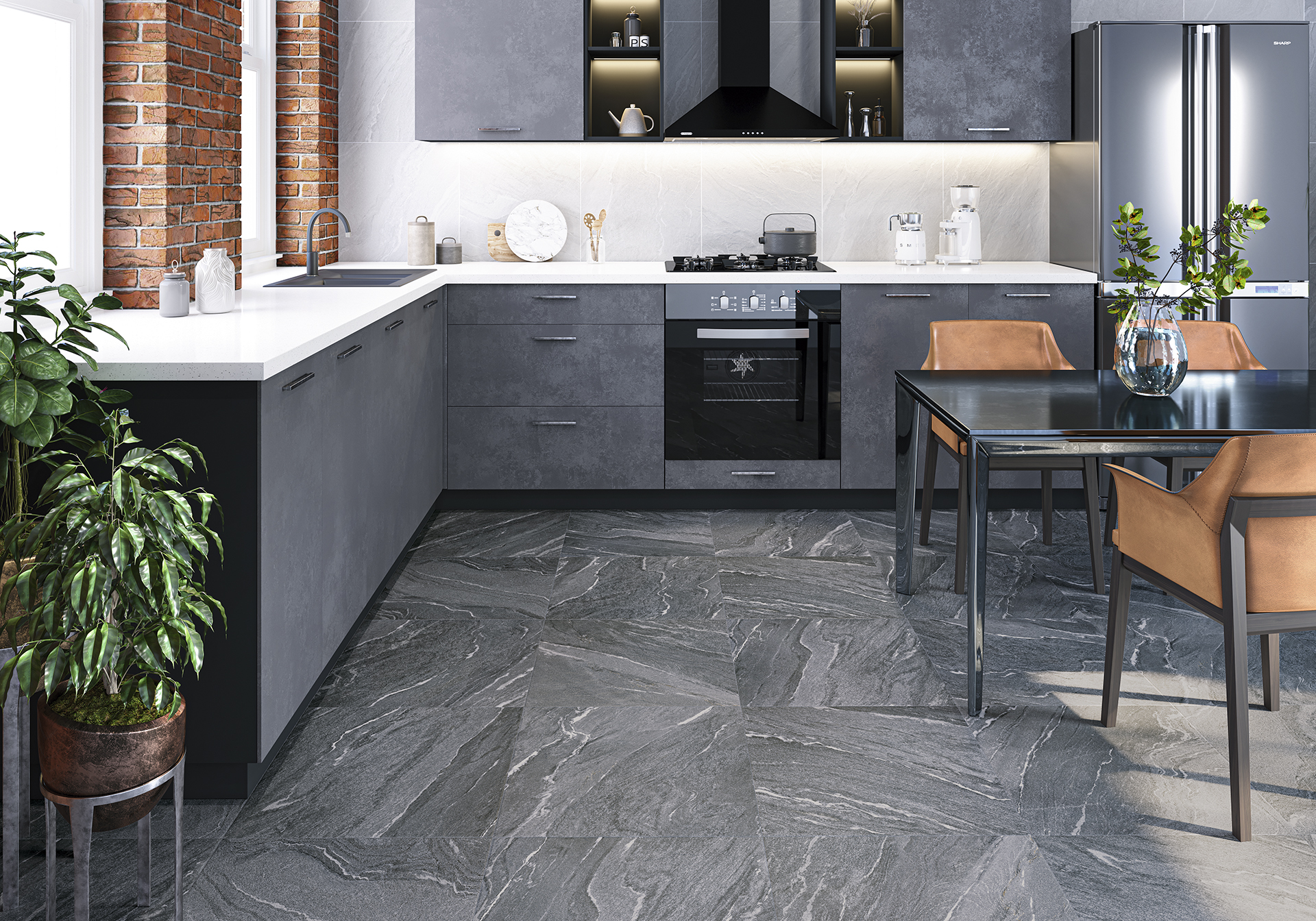 Керамогранит Альма Керамика Нексстоун/ Nexstone GFU6060NXT70R черный 60x60