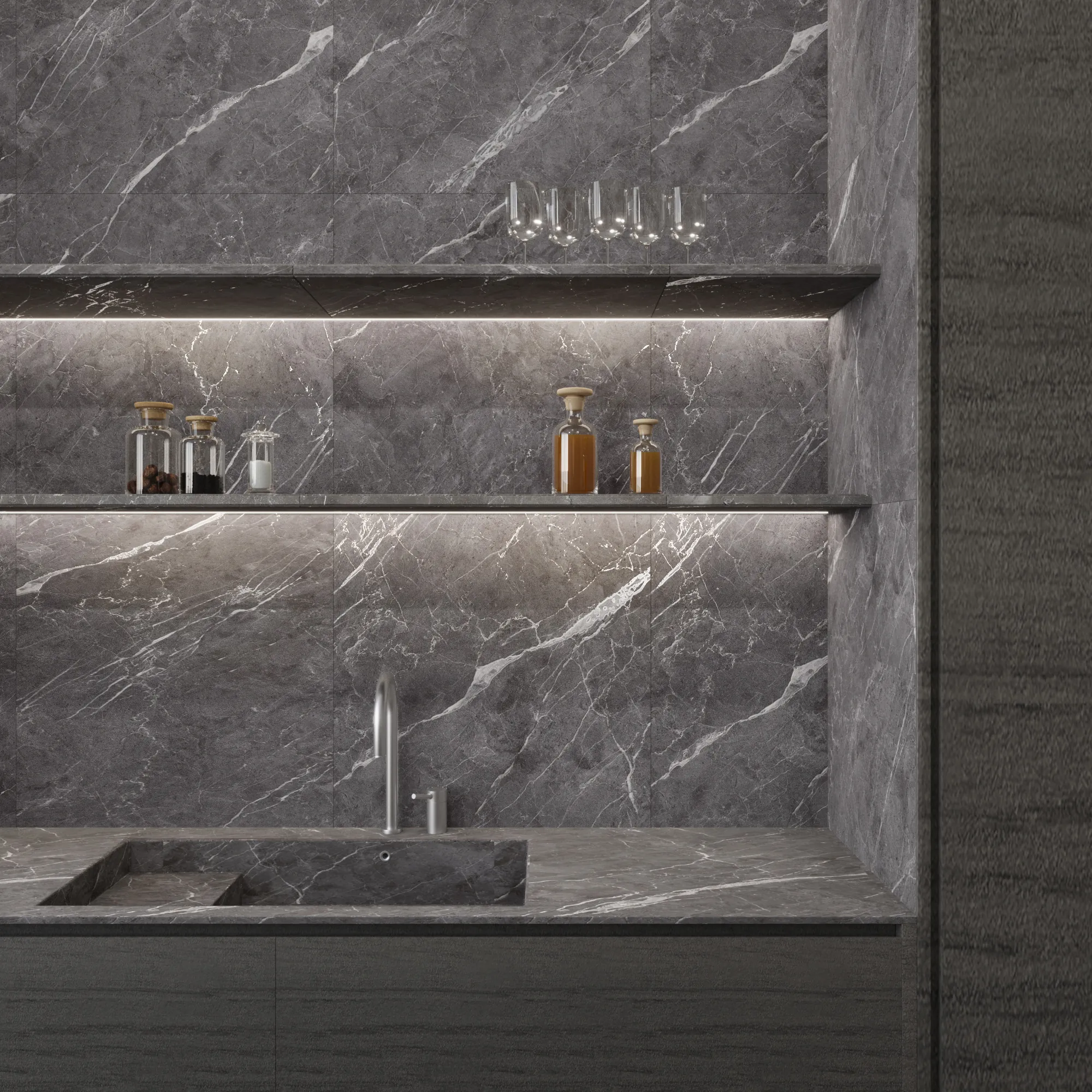 Керамогранит Аркадия Керамика CR6001-A Esperia Grigio Carving 60x60 серый