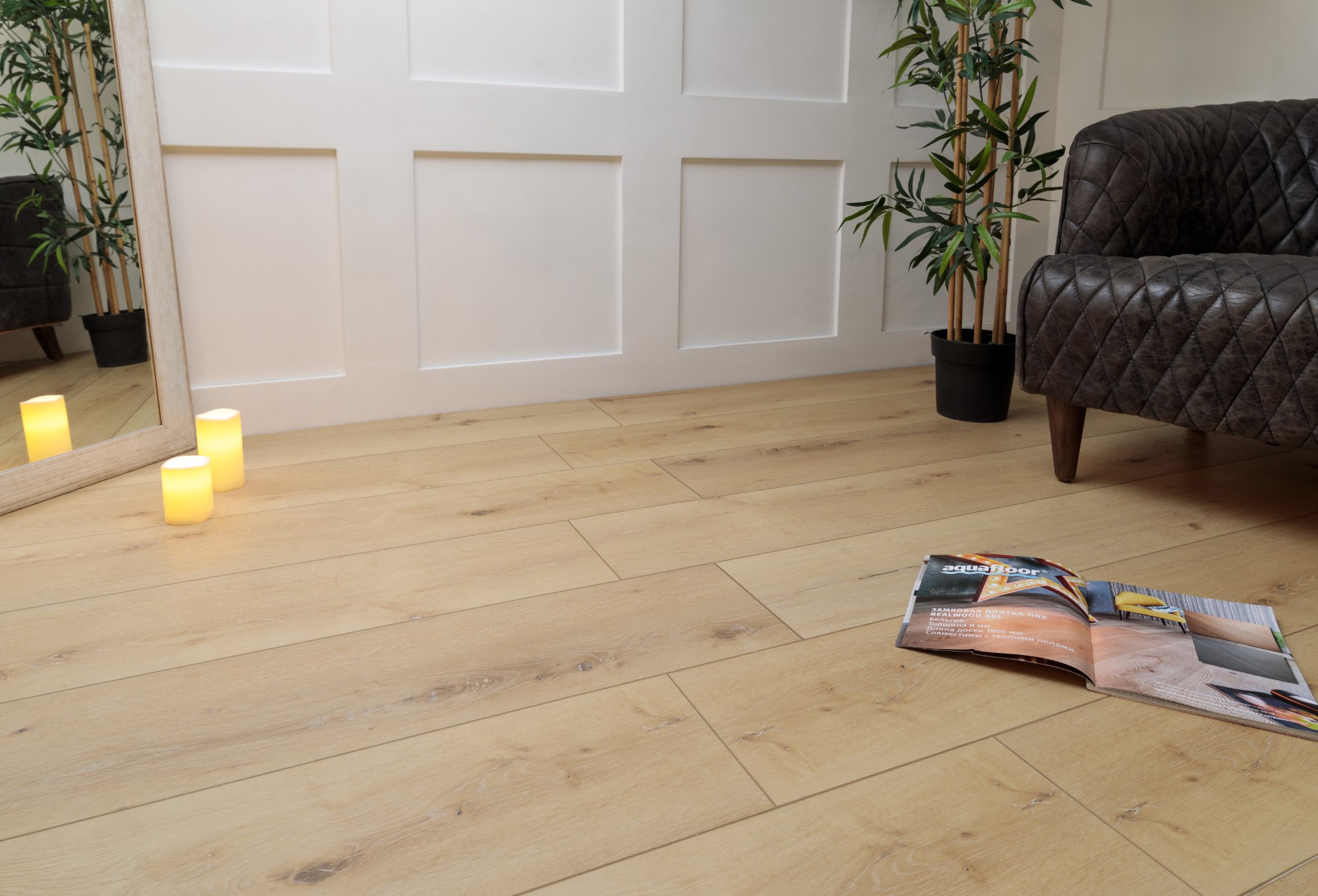 Кварцвиниловая плитка Aqua Floor Риалвуд ИксЭль/ Realwood XL AF8002XL 1524x228 Дуб Светлый замковый кварц винил напольный