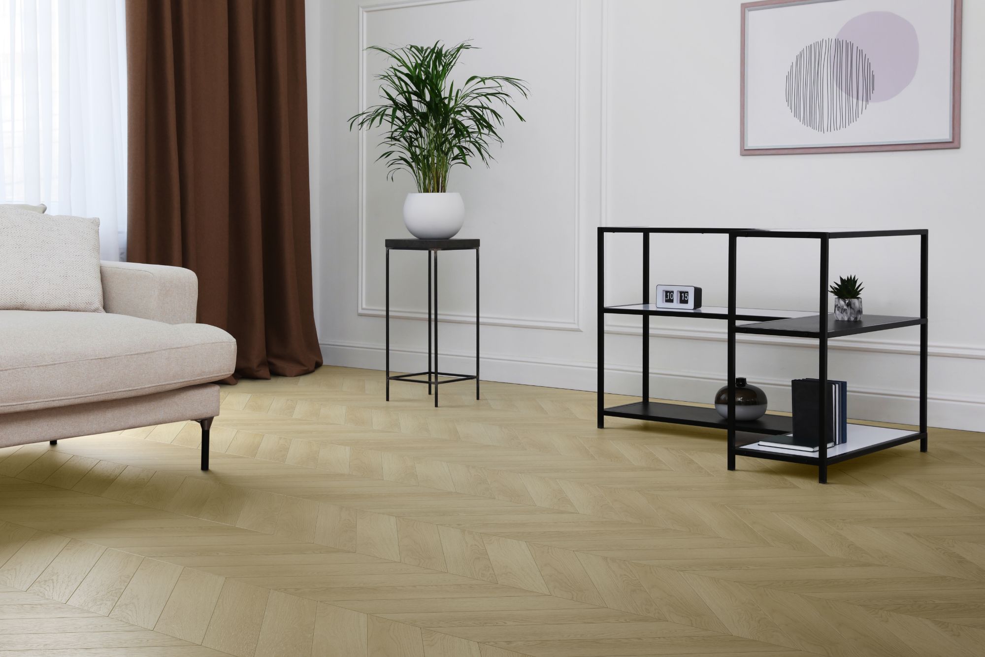 Кварцвиниловая плитка Aqua Floor Шеврон премиум (Паркет)/ Chevron Premium (Parquet) AF7014CVR 690x120 Дуб селект Темный замковый кварц винил напольный