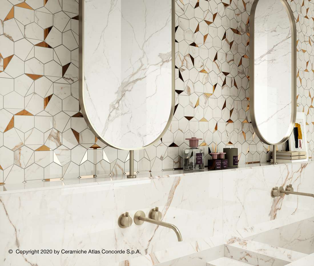 Керамическая плитка Атлас Конкорд Италия Марвел Шайн/ Marvel Shine Calacatta Imperiale Shiny 40x80 A3ZV