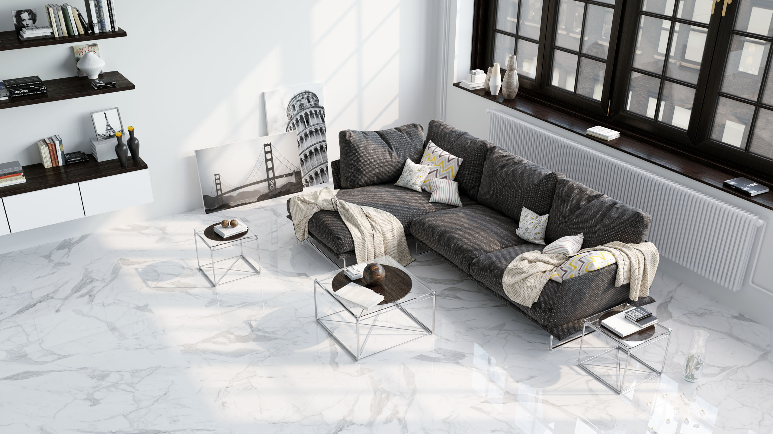 Комплект Estima MN01 Montis White (Ступень 33x120 непол. прямоугол. бортик с насечками + Подступенок 14,5x120)