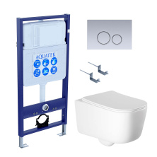 SET AQUATEK ЛУГАНО-019 4в1 (рама AQUATEK Standard INS-0000012+ крепеж KKI-0000002+клавиша KDI-0000019+унитаз ЛУГАНО AQ2002-00 с тонким сиденьем soft-close)