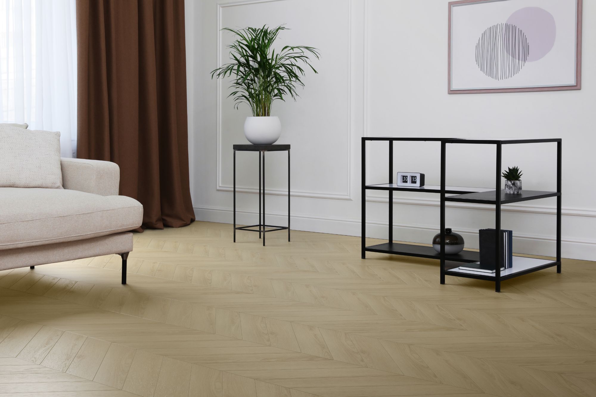Кварцвиниловая плитка Aqua Floor Шеврон премиум (Паркет)/ Chevron Premium (Parquet) AF7014CVR 690x120 Дуб селект Темный замковый кварц винил напольный