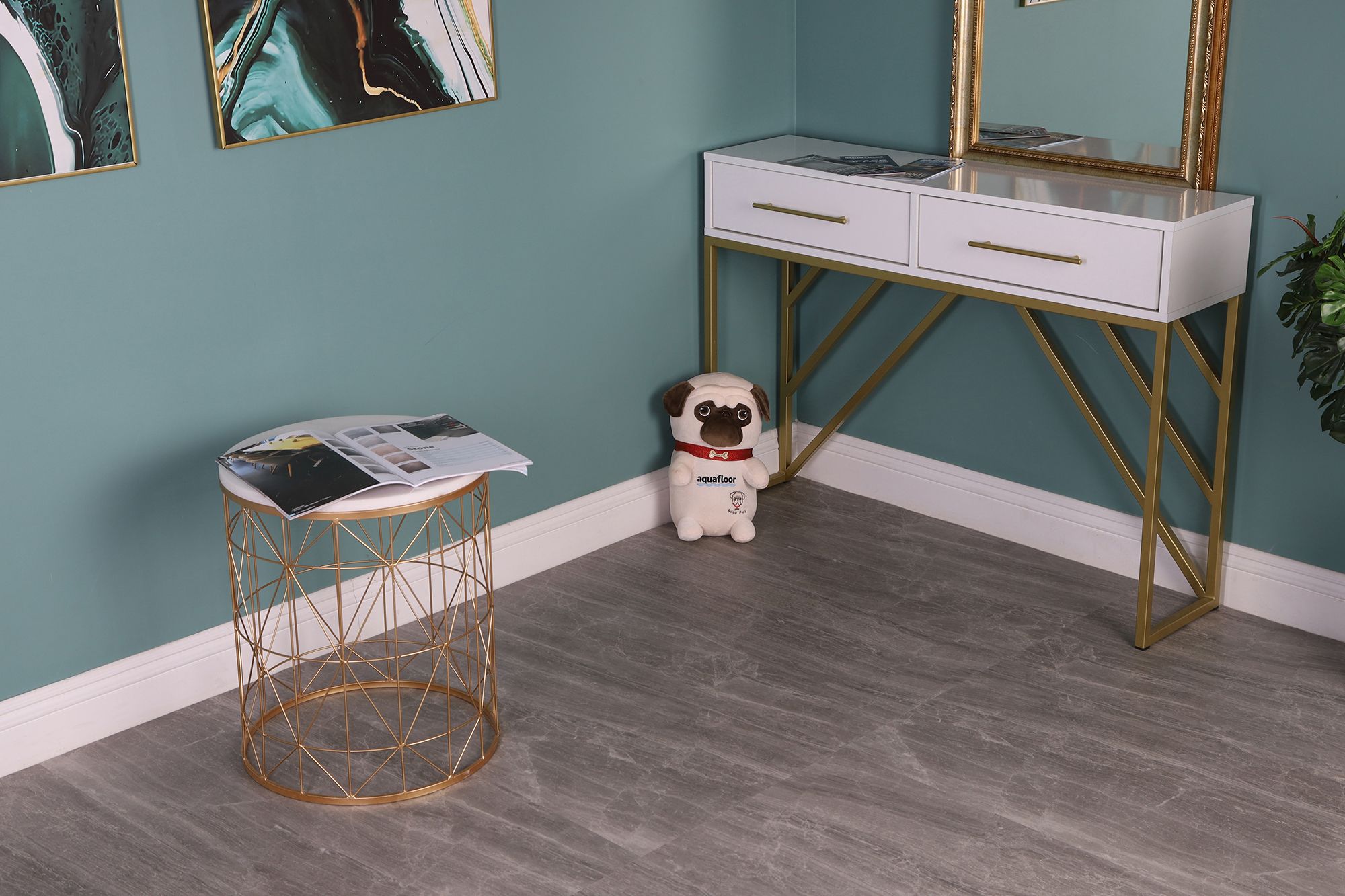 Кварцвиниловая плитка Aqua Floor Стоун ИксЭль/ Stone XL AF5002MSXL 940x470 Мрамор Светлый замковый кварц винил напольный