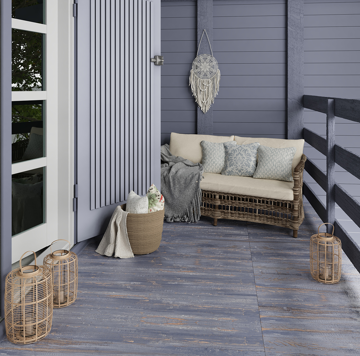 Керамогранит СтароВуд Provance Blue Carving 20x120 синий