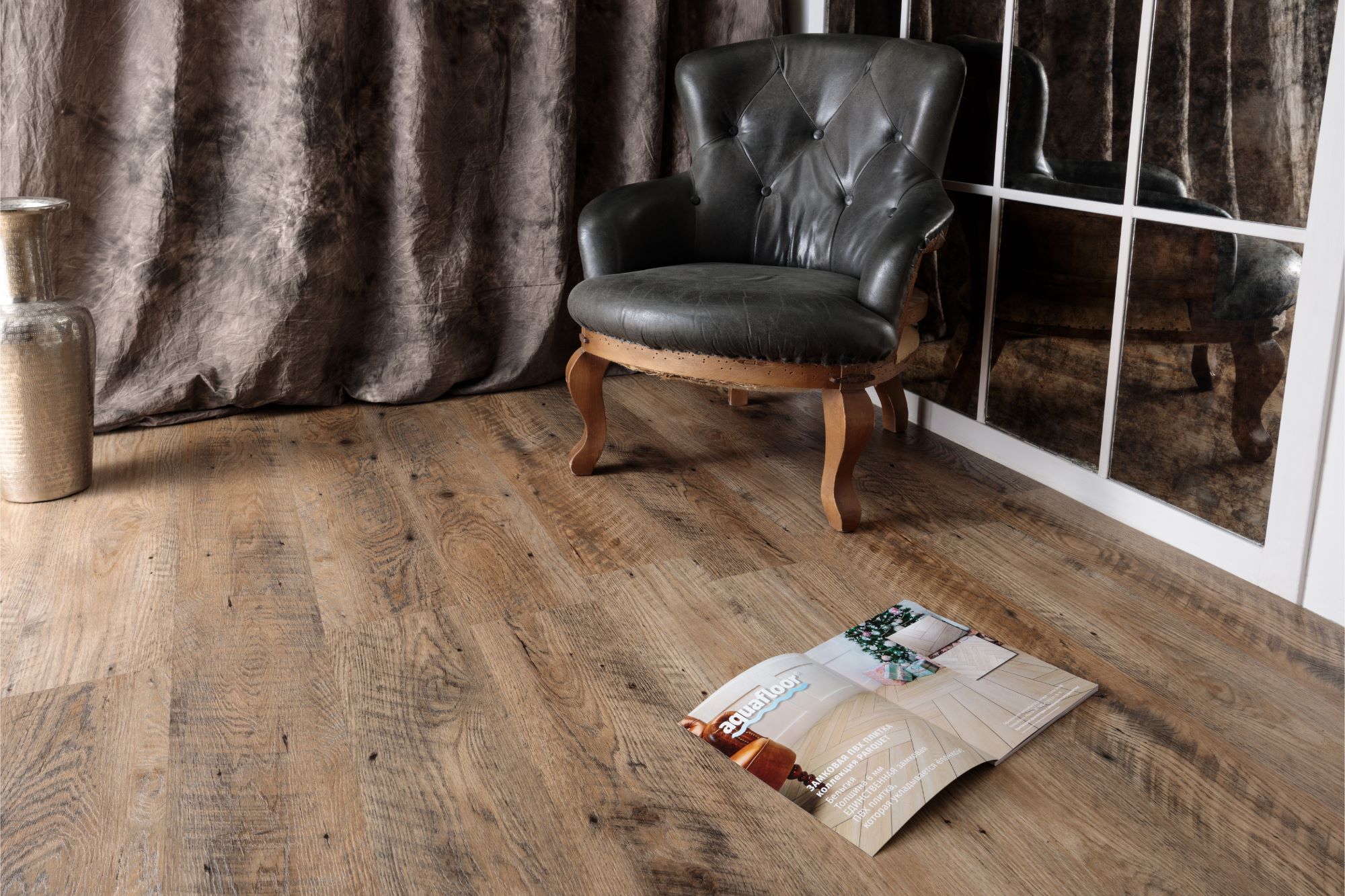 Кварцвиниловая плитка Aqua Floor Нано/ Nano AF3207N 1221x180 Дуб Светлый замковый кварц винил напольный