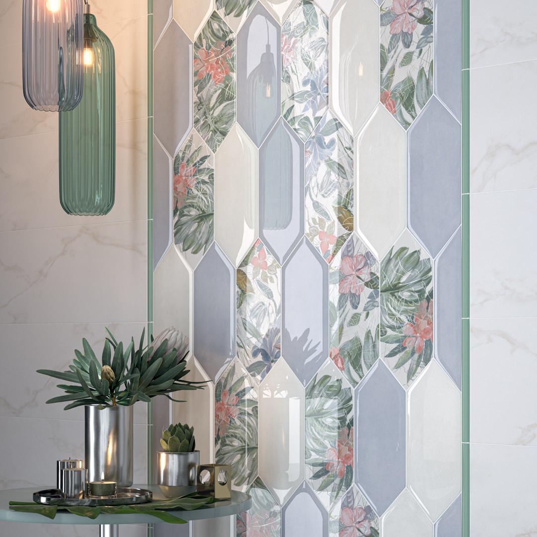 Керамическая плитка Kerama Marazzi Фурнаш грань белый глянцевый 14x34 35028