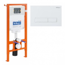 Инсталляция для подвесного унитаза BelBagno BB002-80/BB009-MR-BIANCO с панелью смыва, белый глянцевый