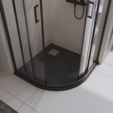Душевой поддон BelBagno TRAY-MR-UNO-R-90-550-35-NERO-CR из искусственного мрамора в комплекте с сифоном
