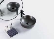 Раковина керамическая накладная круглая серая матовая BelBagno BB1315-H311