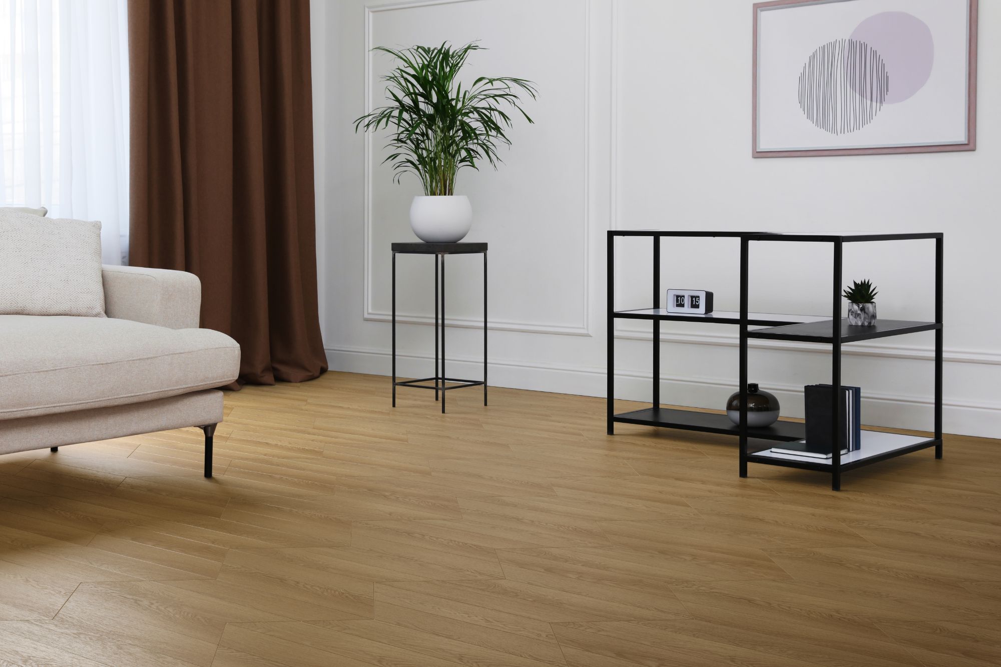 Кварцвиниловая плитка Aqua Floor Шеврон премиум (Паркет)/ Chevron Premium (Parquet) AF7014CVR 690x120 Дуб селект Темный замковый кварц винил напольный